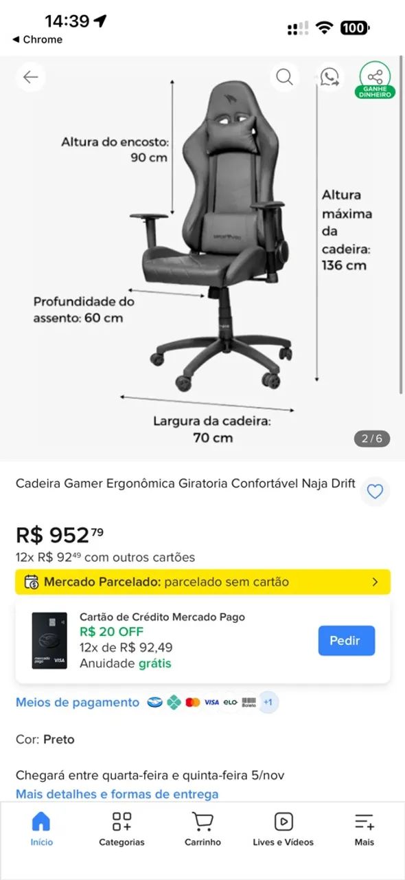 Cadeira gamer zerada ! - Foto 5