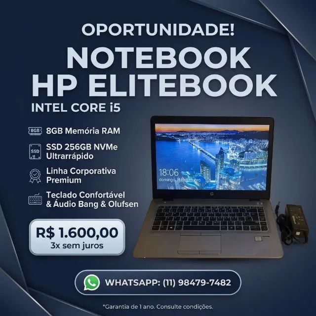 NOTEBOOK HP ELITEBOOK INTEL CORE i5 8GB SSD256