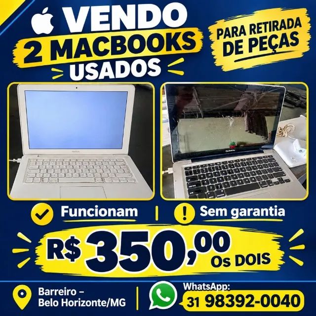 Notebook para retirar peças dois MacBook  funcionando eletrônicos computador