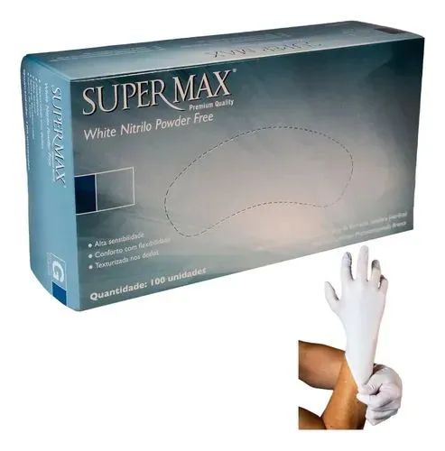 Luva Supermax White Sem Pó | Caixa com 100 Unidades | P e M - Foto 4