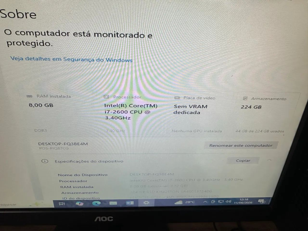 I5 top 8 gb ram ssd 240 gb loja física com garantia tela 20 polegadas  - Foto 2