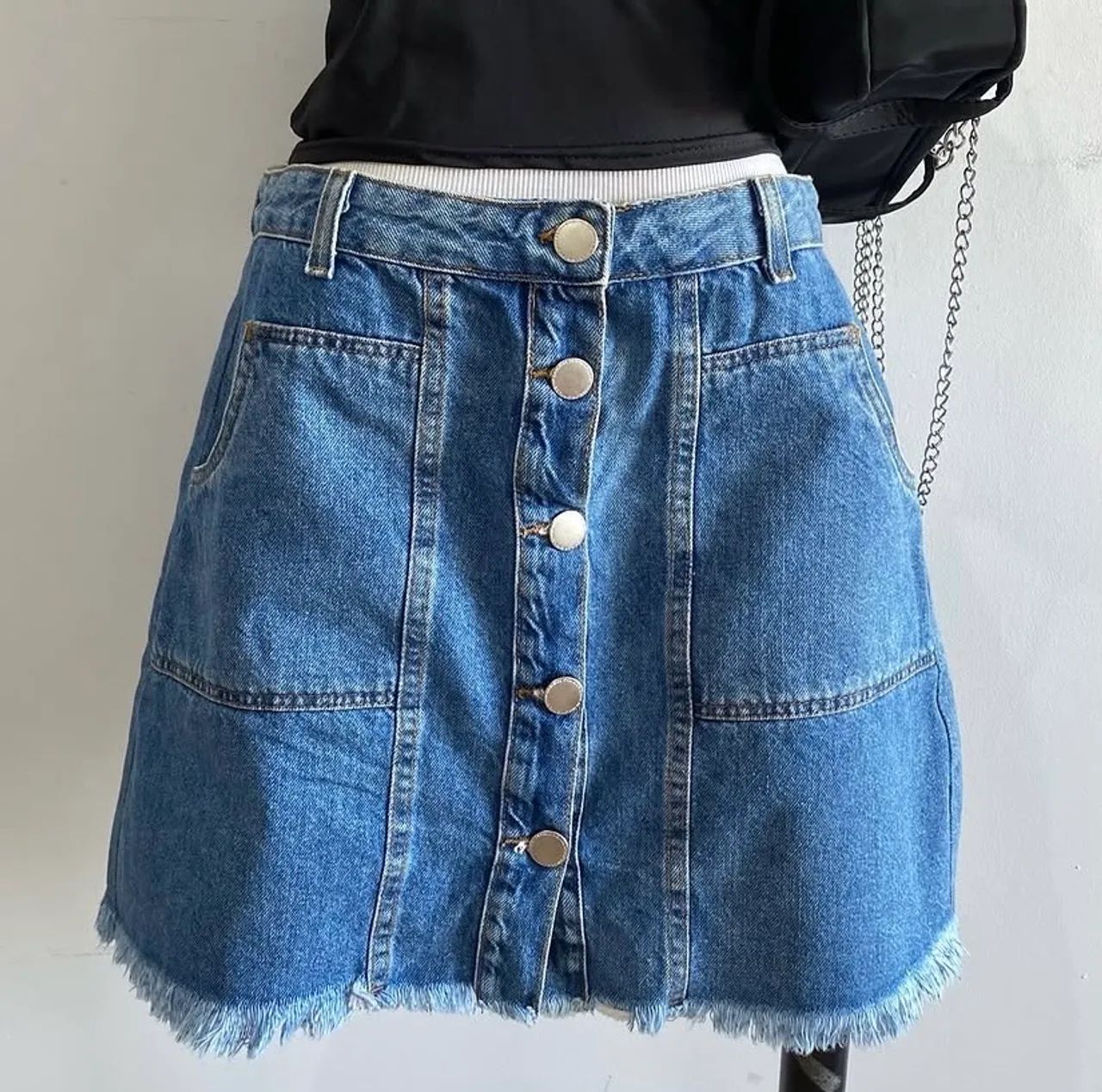 Saia Jeans Cintura Alta - Foto 2