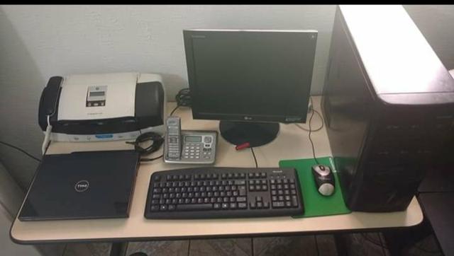 Notebook+computador de mesa+impressora+telefone