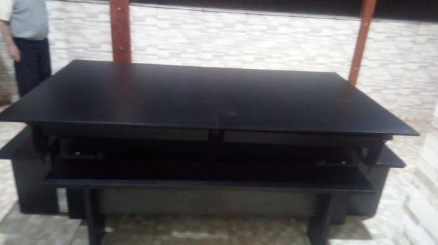 Mesa Charme Cor Preta Tecido Vermelho Mod. LEHY4074