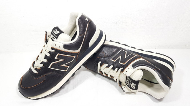 new balance 574 marrom couro