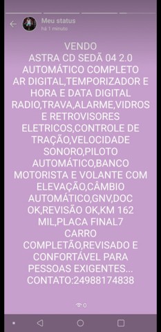 ASTRA AUTOMÁTICO COMPLETO 21 MIL