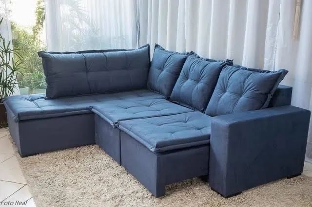 Sofá de Canto Denver Retratil 5 Lugares em Suede fp6 - Foto 4
