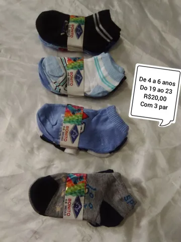 Meias infantis kit com 3 meias conforto e qualidade