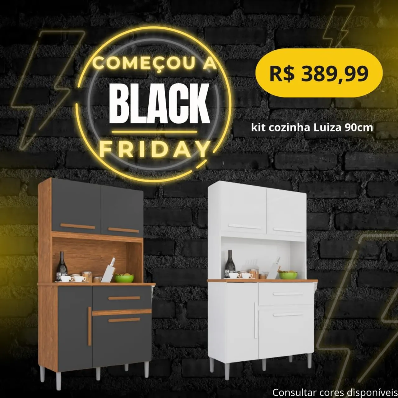 Kit Cozinha Luiza 90cm - Black Friday