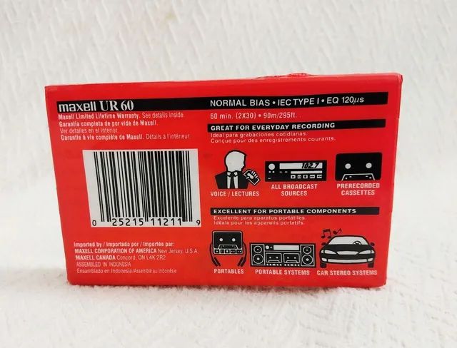 Fita Cassette nova  na embalagem lacrada.<br> MAXELL Normal Bias UR -C60. - Foto 3