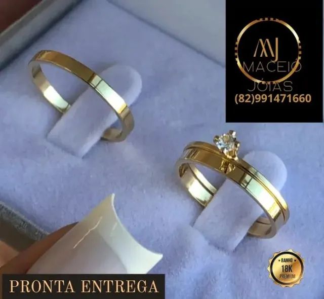 KIT DE ALIANÇAS BANHADAS A OURO 18 K  - Foto 3