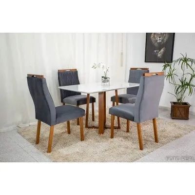 Mesa de Jantar 120×80 4 Cadeiras Lisa Madeira Maciça rf54 - Foto 3