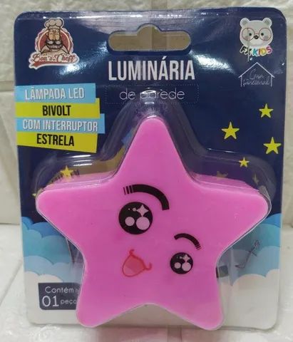 Luminaria Abaju Estrela  Parede Tomada Biv Up6265 8cm - Rosa