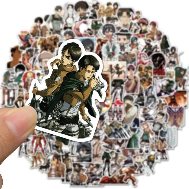 Kit 50 Adesivos de Attack on Titan - Shingeki no Kyojin - Autocolantes Pcs Peças Unidades - Foto 4