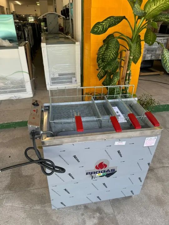 Fritador água e óleo comercial elétrico 220v 6.000watss - 4 cesto marca progás  - Foto 3