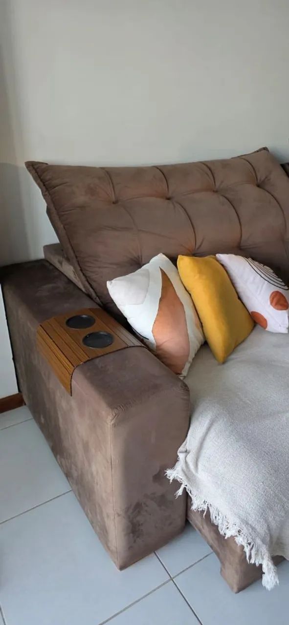 Sofá 5 lugares retrátil marrom - Não aceito OLX Pay - Foto 2