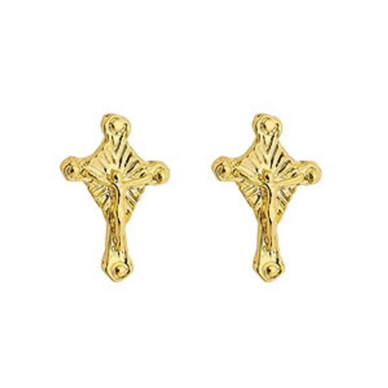 Brincos de cruzes charmosos e elegantes de ouro 24k - Foto 3