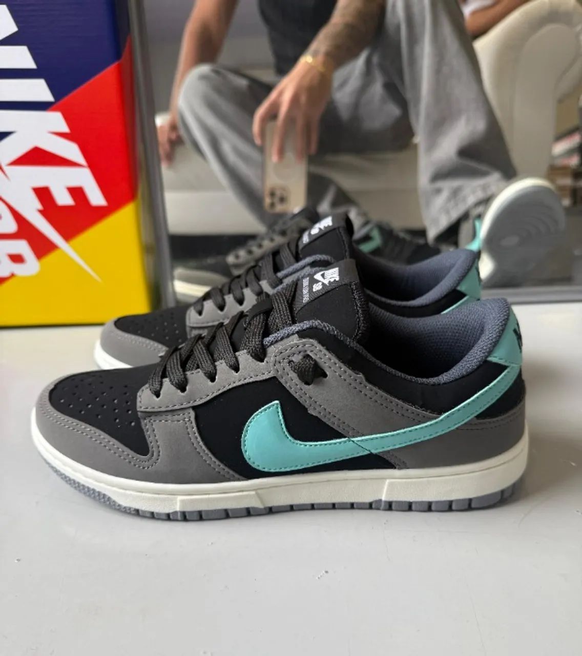 Tênis Nike Dunk Grafite/Azul Turquesa Masculino