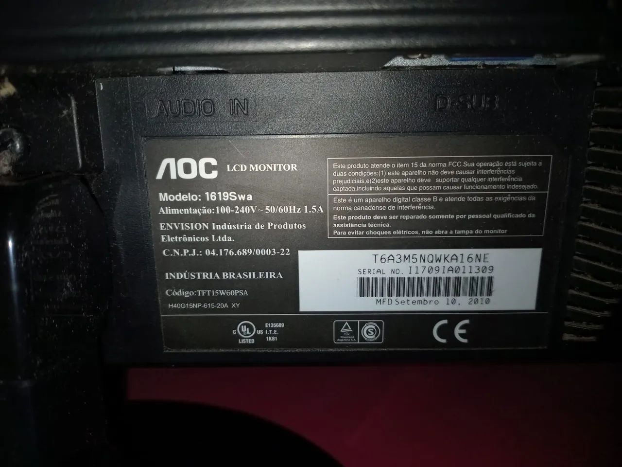 Monitor AOC de 16 polegadas funcionando bem. - Foto 3