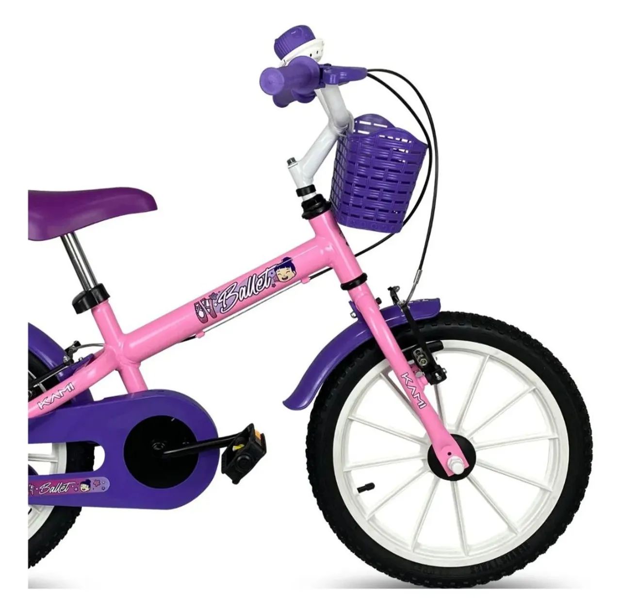 Bicicleta infantil kami ballet aro 16 com cesto e rodinhas  - Foto 4