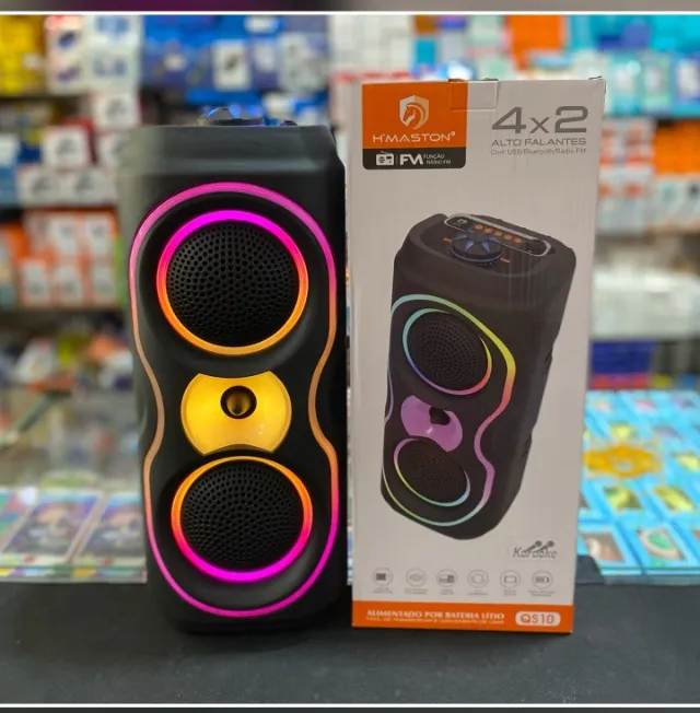 Caixinha de Som Portátil Bluetooth com Luzes LED