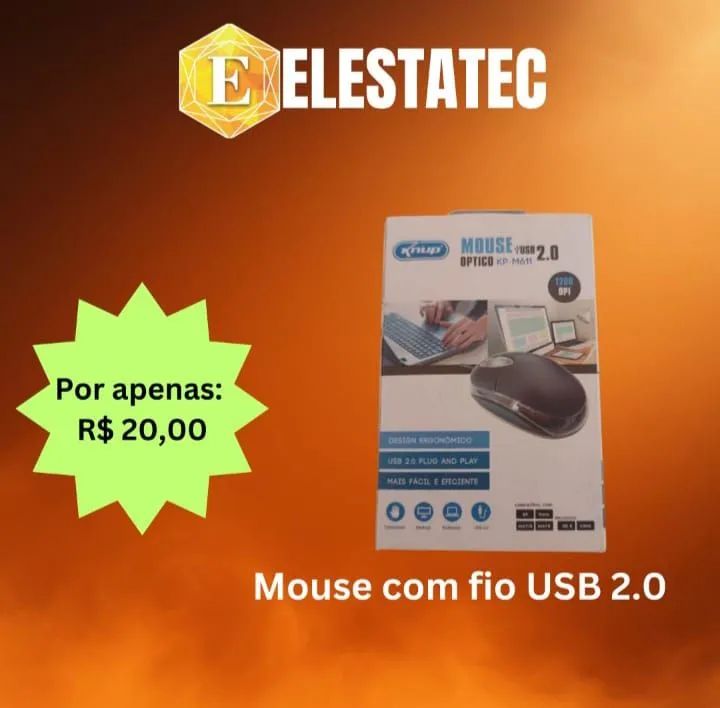Mouse Óptico USB 2.0 Knup KP-M611 - Conforto e Eficiência
