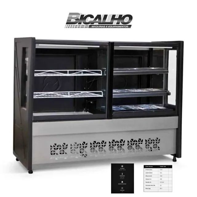 Vitrine Estufa e refrigerada para confeitaria Polar 1.50mt - Nova