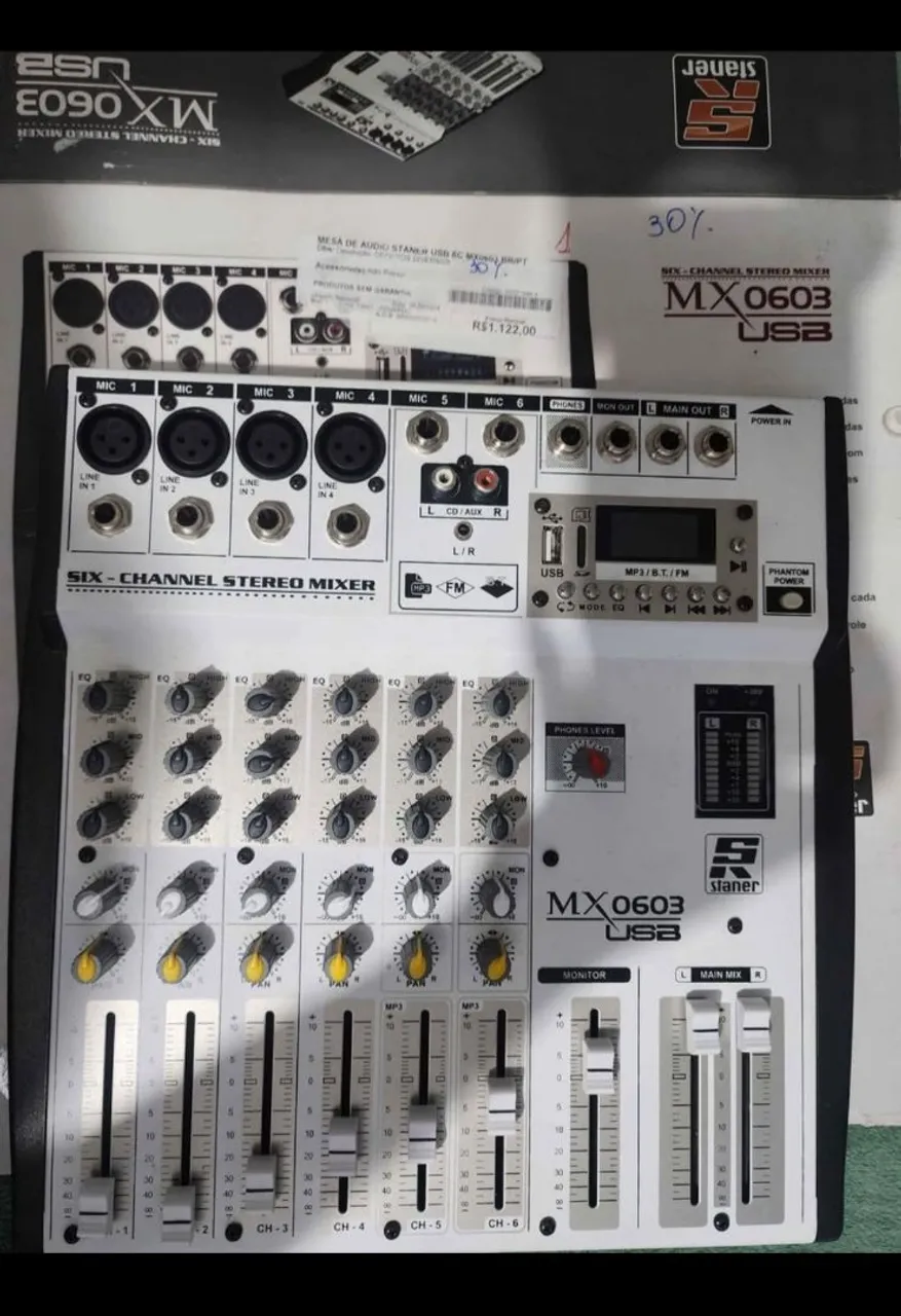 Mesa de Som Staner MX0603 USB