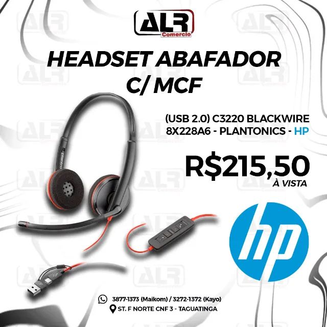 HEADSET USB C3220 BIAURICULAR PLANTRONICS HP BLACKWIRE