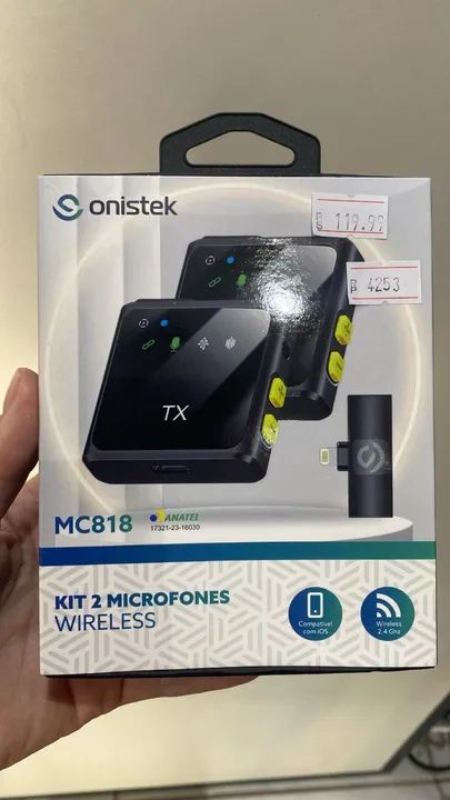 Kit 2 Microfones Sem Fio Onistek Mc818 Ios Lightning Wireless - Celular - Loja Coimbra - Foto 3
