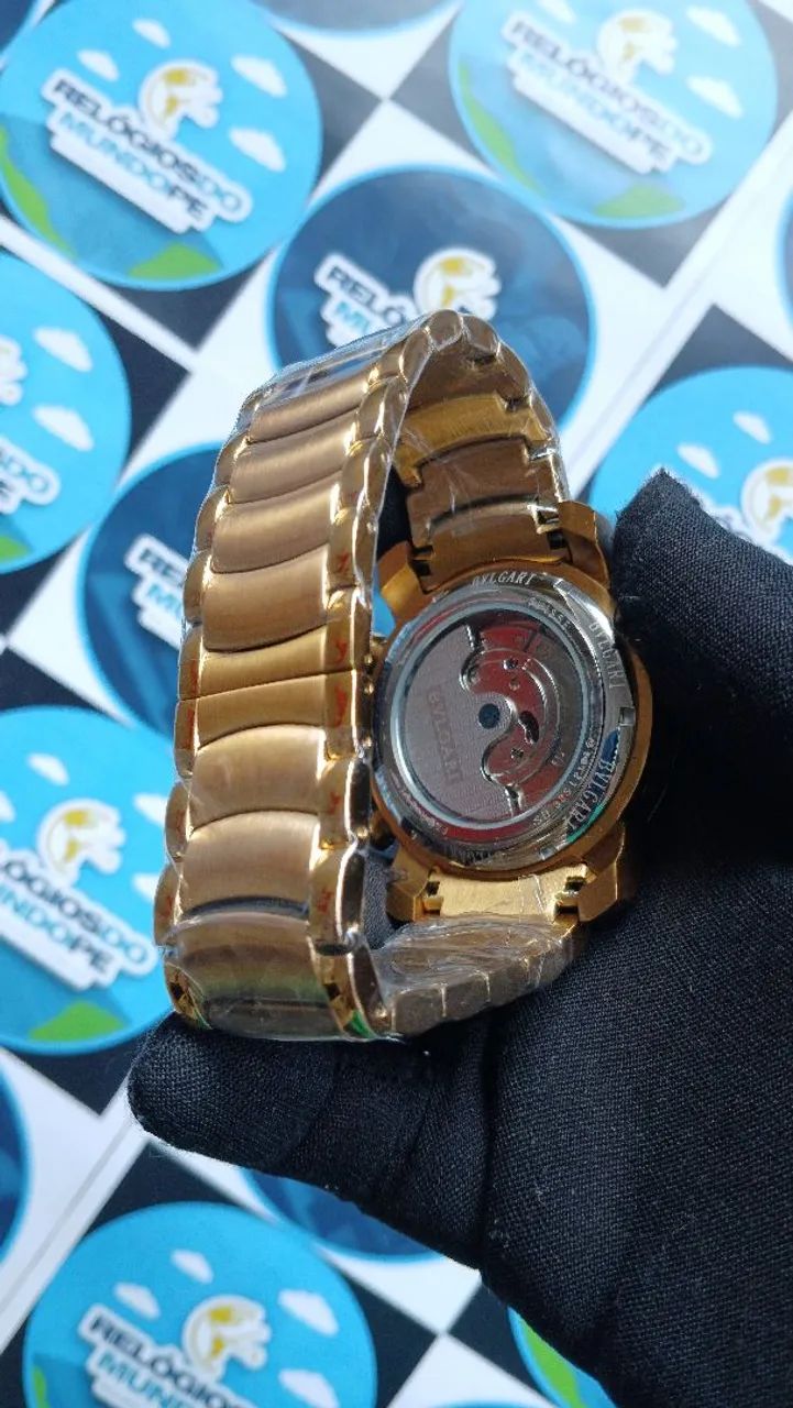 RELOGIO BV AUTOMÁTICO DOURADO E FUNDO PRETO - Foto 4
