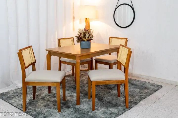 Mesa de Jantar Alegra  1,20m c 4 Cadeiras Madeira Maciça  -  Pague somente na entrega! - Foto 4