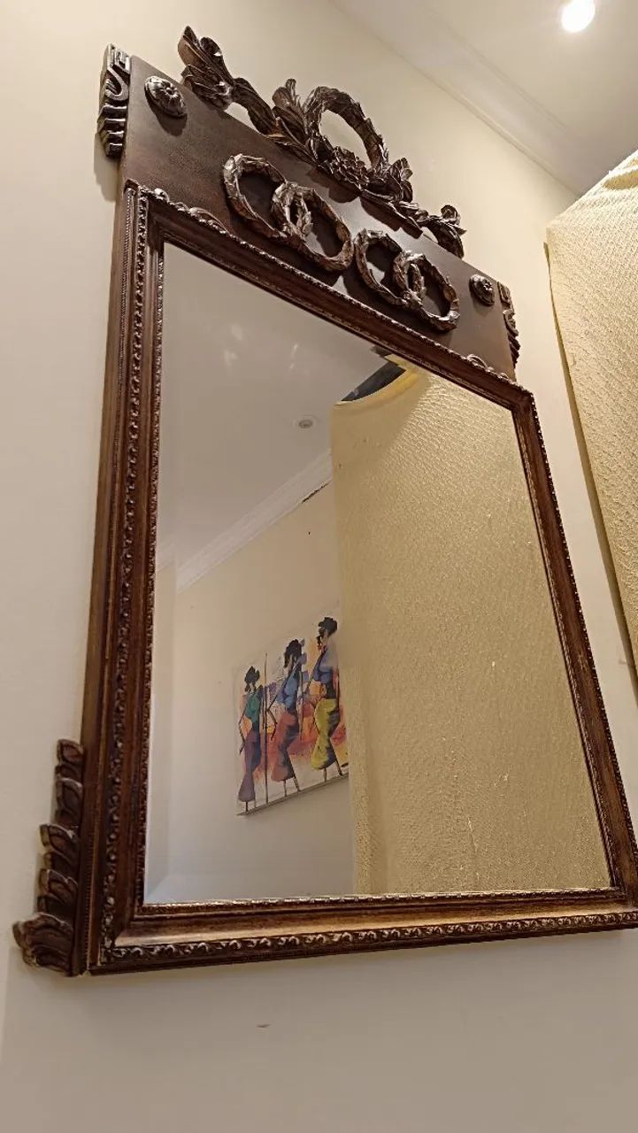 Espelho Decorativo de Madeira com Detalhes Rústicos - Foto 3