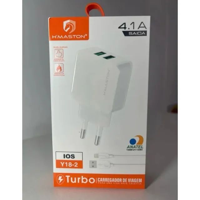 Carregador Turbo Hmaston Y18-2 Ios 4.1a 2 Usb + Cabo -Loja Coimbra Computadores Entregamos - Foto 2
