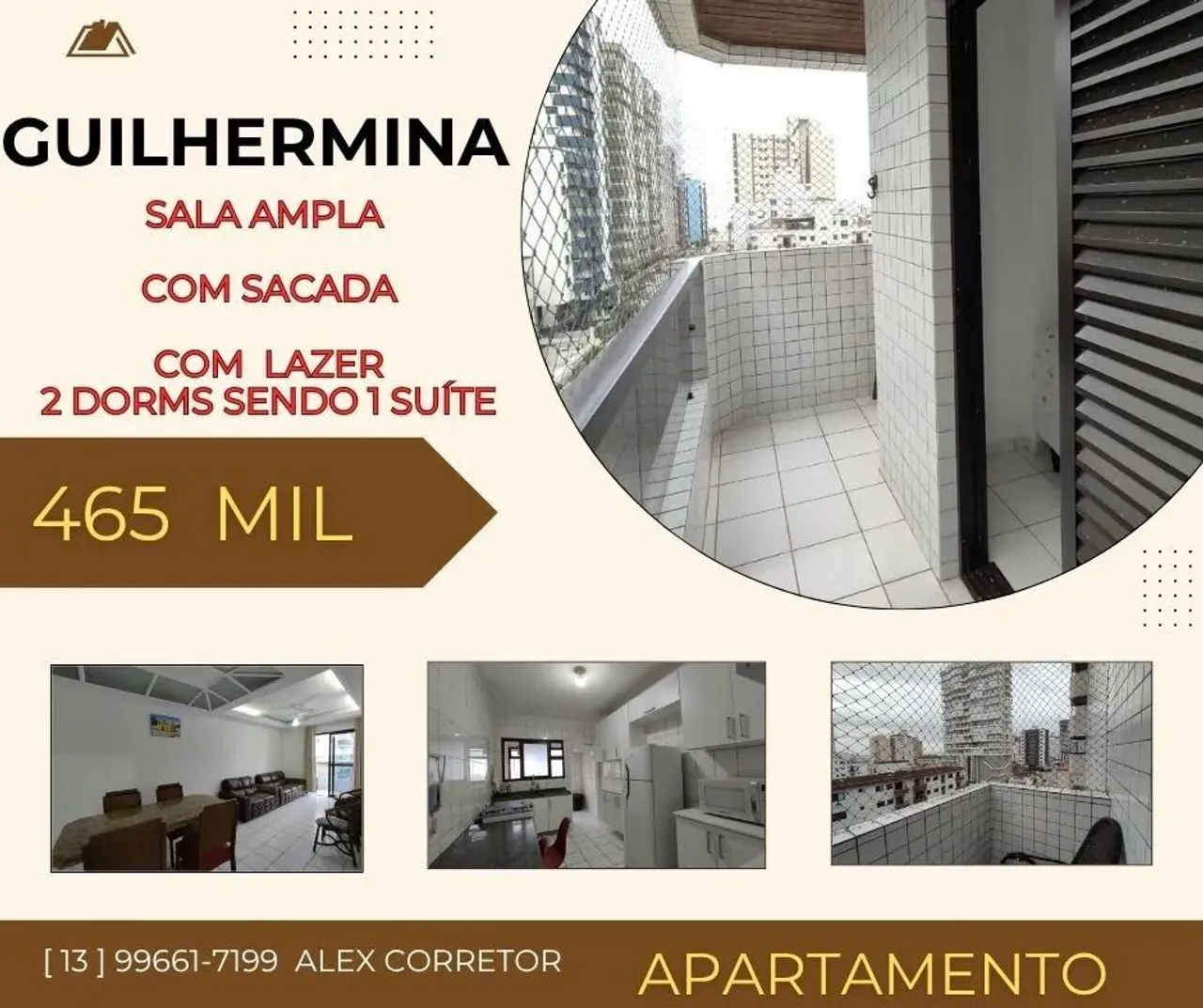 Apartamento para Venda em Praia Grande, Guilhermina, 2 dormitórios, 1 suíte, 1 banheiro, 1