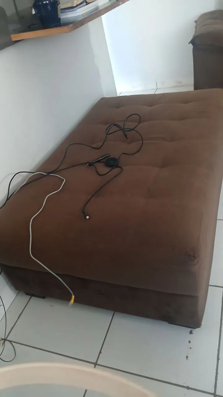 Puff Retangular Marrom