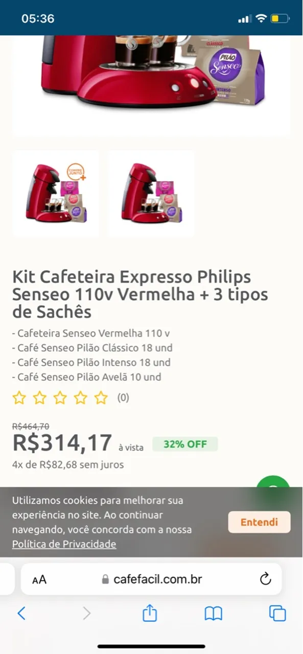 Cafeteira Expresso Philips Senseo Vermelha