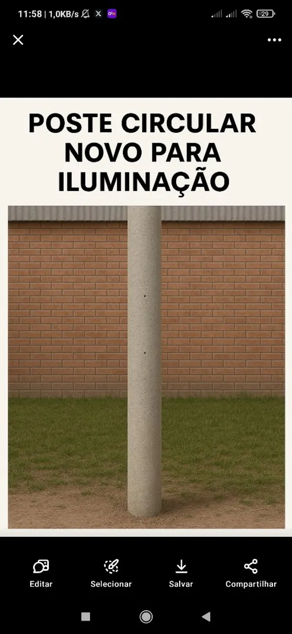 Poste Circular Novo para Iluminação