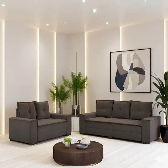 Sofá 2 e 3 lugares Madri Marrom