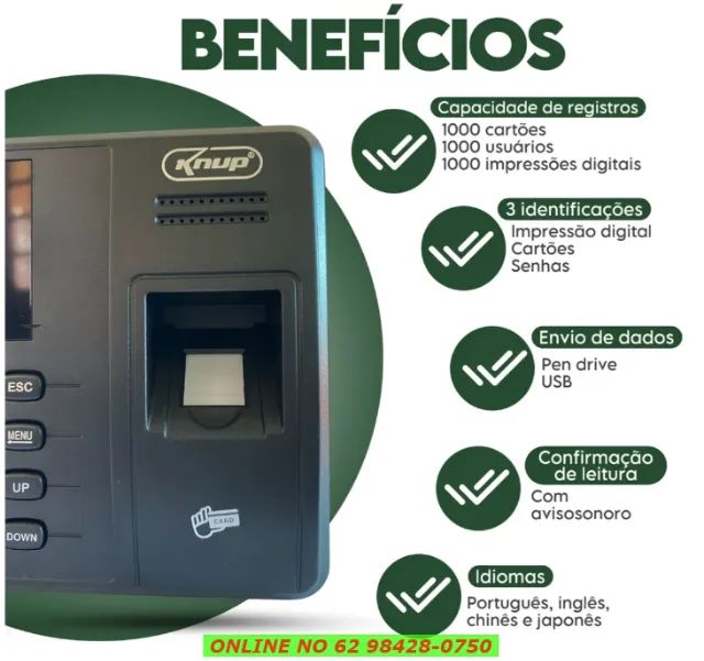 Relógio Ponto Biométrico Digital Eletrônico Registro Empresa Preto - Foto 2