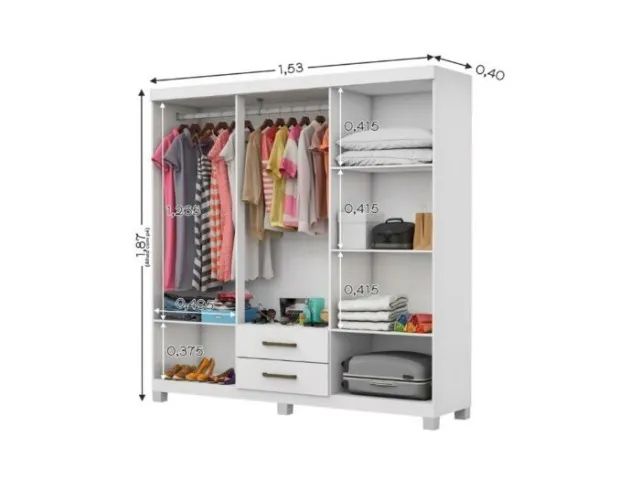 Guarda Roupa Áries Carioca Cinamomo/Branco - Entrega Rápida!  - Foto 2