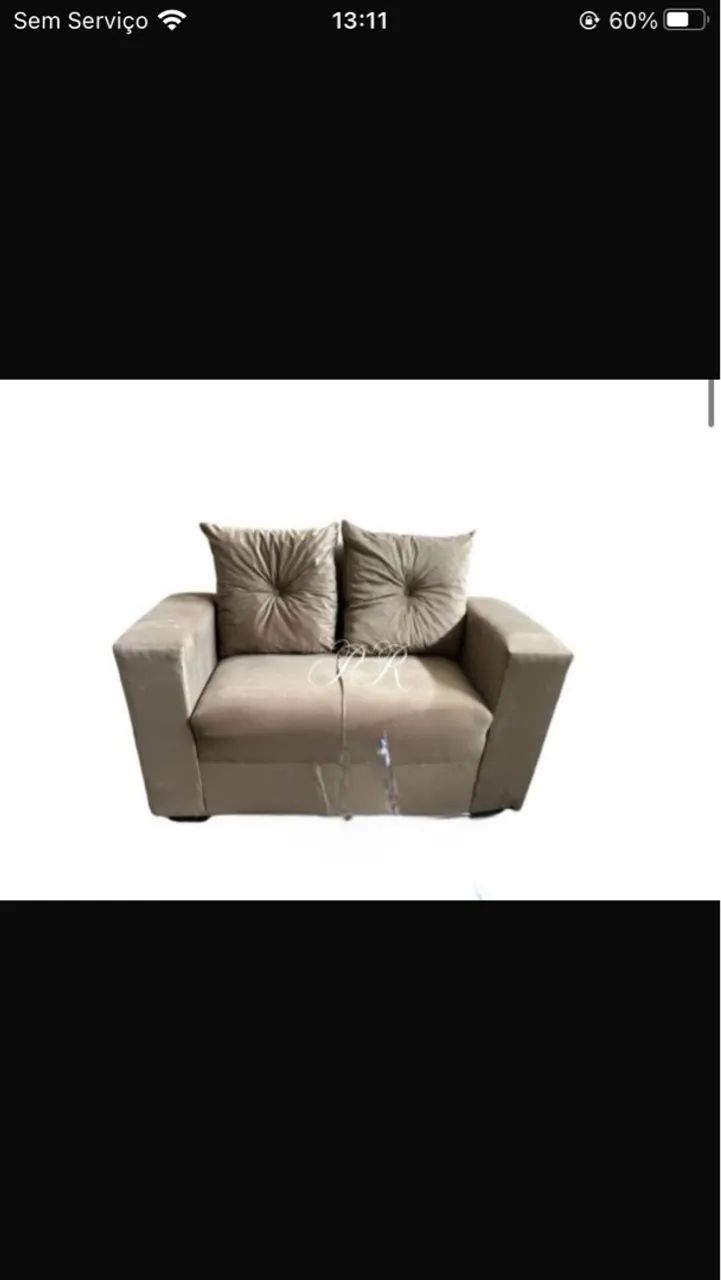Sofá de 2 Lugares em Suede Bege - Foto 2
