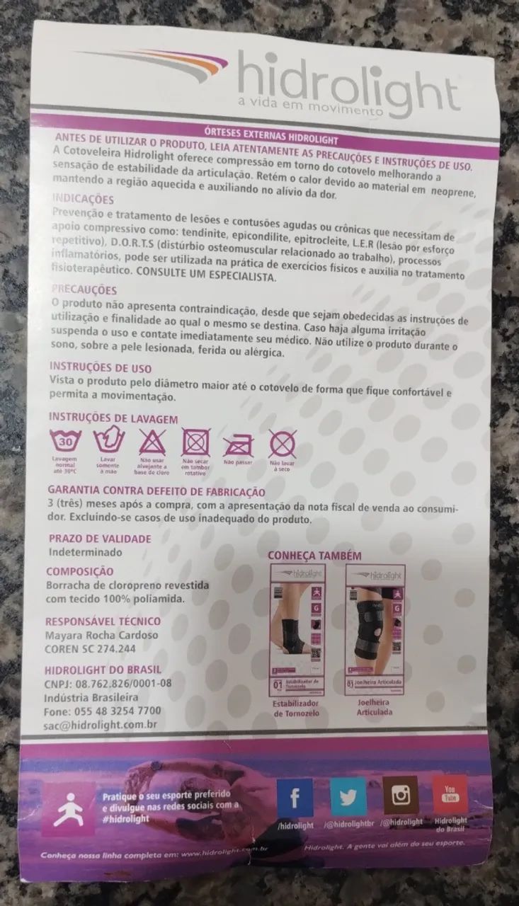 01 Unidade Cotoveleira Lisa Hidrolight Tamanho P - Proteção nos Esportes - Foto 4