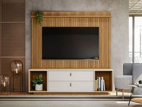 Home Ripado para TV 75" Largura 180cm 2 Portas Basculantes 