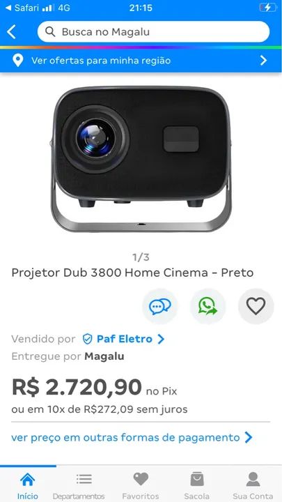 Projetor Dub 3800 Home Cinema - Preto - Foto 3