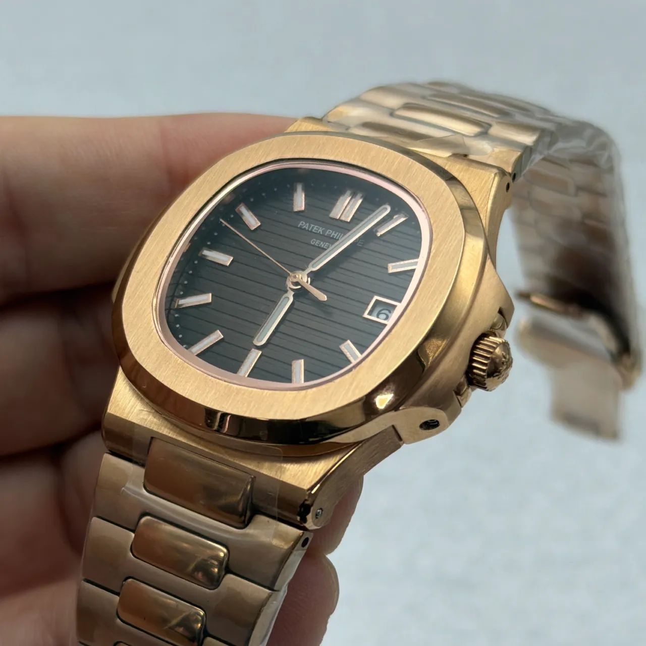 Patek Philippe Nautilus Rose Gold Preto Automático 40mm - Prem Top