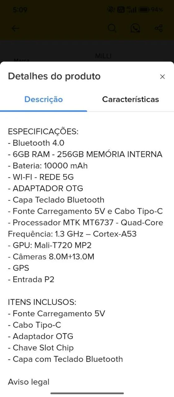 Tablet Pc Mil10 6gb Ram 256gb 10 Polegadas Android 13 Milli Cor Azul - Foto 5