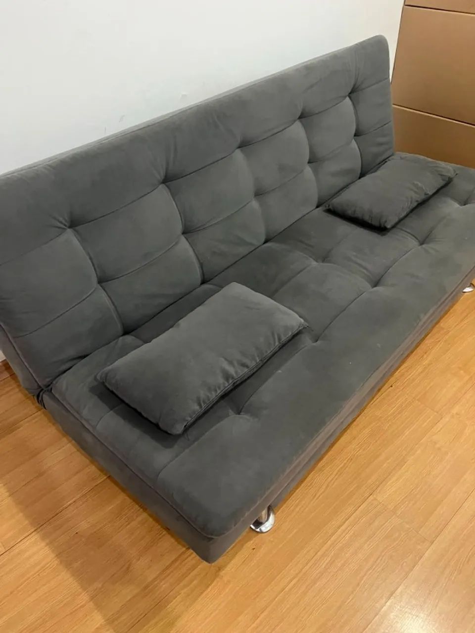 SOFÁ-CAMA 3 LUGARES PREMIUM SUDE CINZA - MOBLY - Foto 4