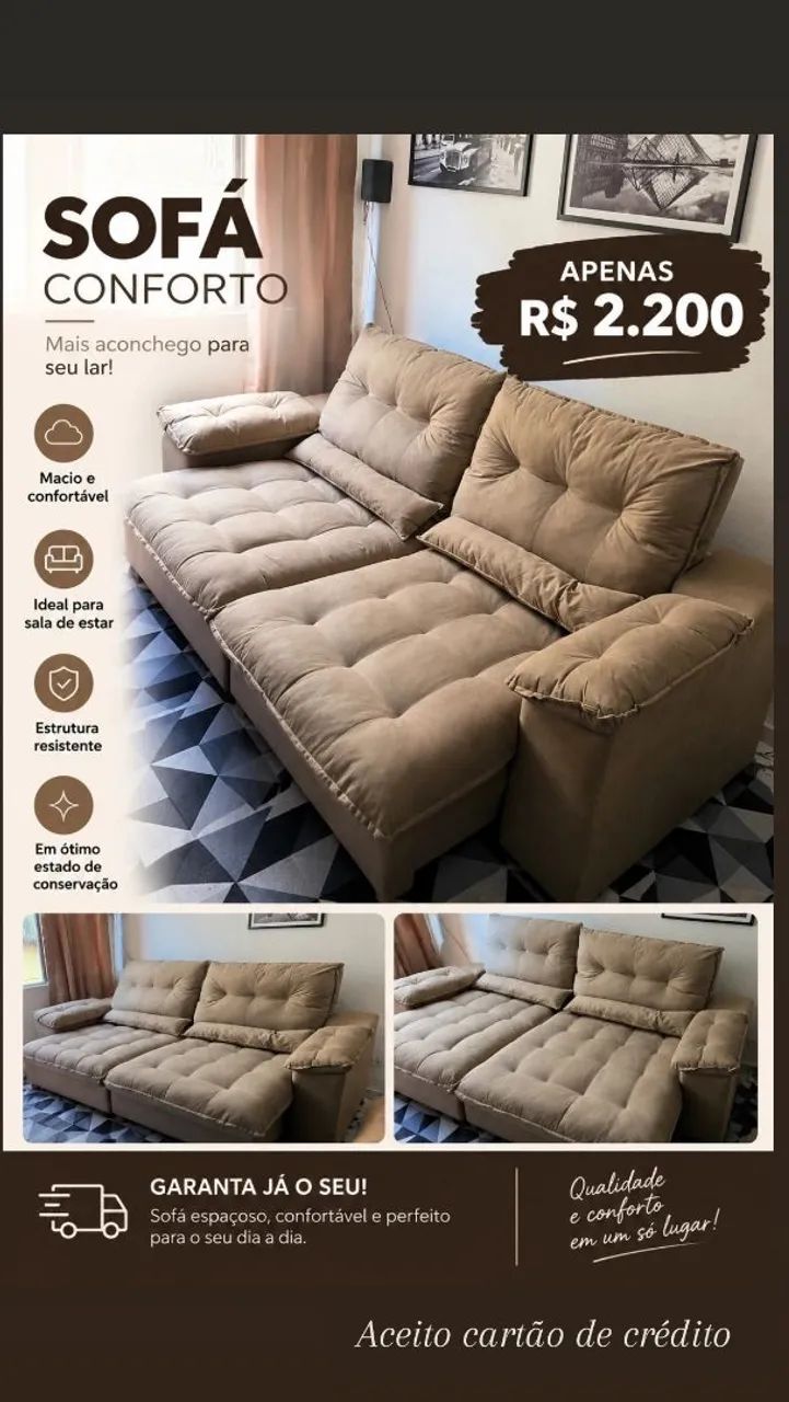 Sofá 3 lugares veludo
