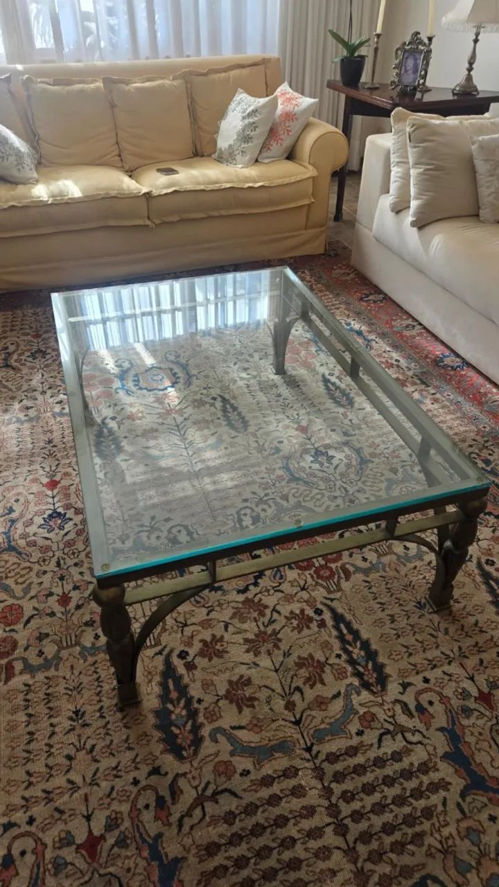 Mesa de centro de ferro envelhecido com vidro temperado - Foto 2